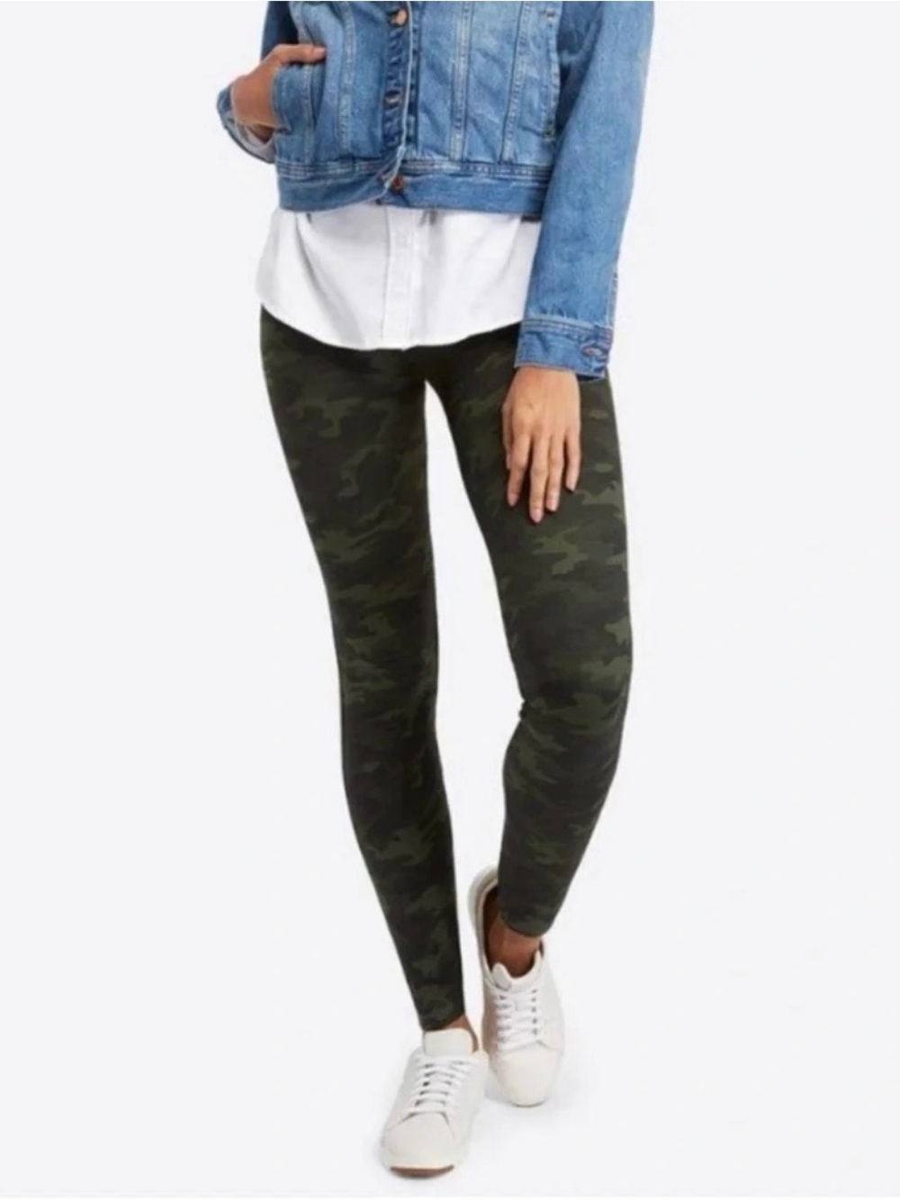 Spanx Look At Me Now High Waisted Stretch Leggings Pants, Camo Green Size Small